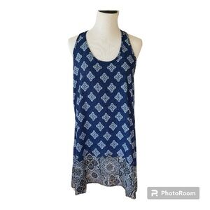 New J. Valdi Blue White Print Racer Back Sundress New With Tags Size M
